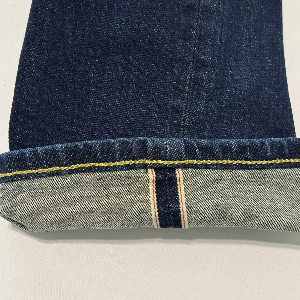 Flint and Tinder Men's Selvedge Straight Fit Dark Wash Blue Denim Jeans 32x32